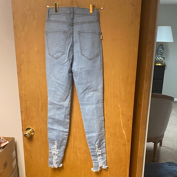 Stretchy High Rise Ripped Jeans in Light Blue - Picture 5 of 7